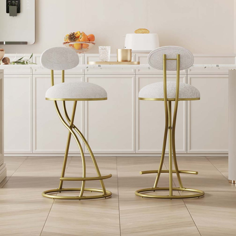 Hilaree Upholstered Counter Stool with Metal Frame, Green, Gold