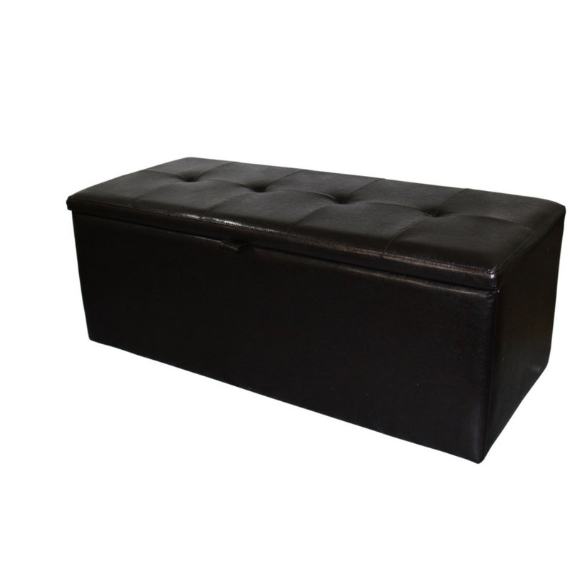 Banc de rangement rembourré en cuir de 18,5 po de hauteur