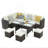 7 Piece  Wicker Outdoor Dining Set,  9-Seat  Outdoor Sectional Beige Cushions Sofa With Ottomans & Dining Table For Porch Backyard Garden-1944554544