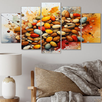 Red Nuts Explosion - Art mural sur toile "Food & Beverage" - 5 panneaux