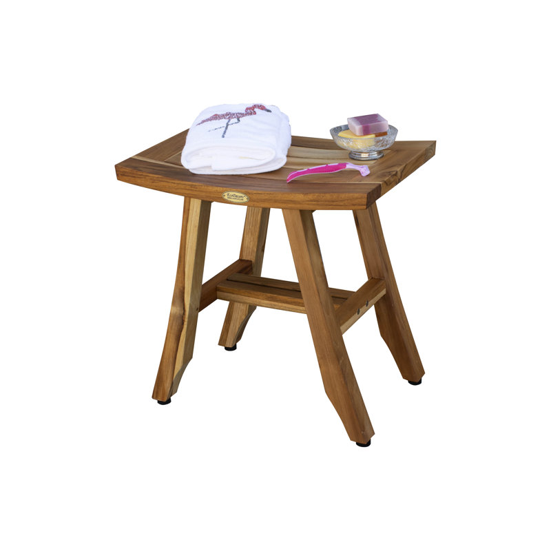 Satori by EcoDecors, Teak Shower Bench, Teak Shower Stool, Teak Stool for Inside Shower, Small Shower Stool, Teak Foot Rest, Teak Shower Bench For Inside Shower, in Earthy Teak