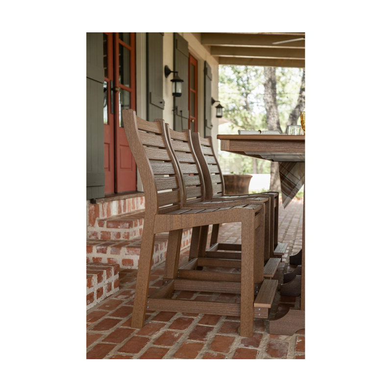 Bristol Outdoor Bar Stool, Natural Teak, Antique Mahogany