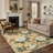 Aura Floral Machine Washable Yellow Indoor Area Rug with Non-Slip Backing-852390598