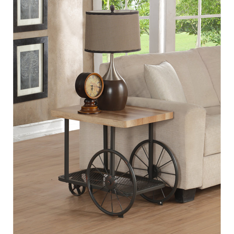 Charmante table de bout grise antique avec tablette polyvalente pour tous les espaces