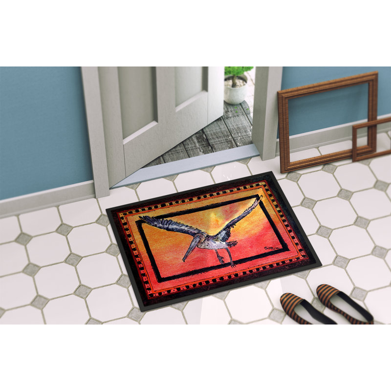 Paillasson d’intérieur antidérapant Tamaroa Bird Pelican, Rectangle 1 pi 6 po x 2 pi 3 po