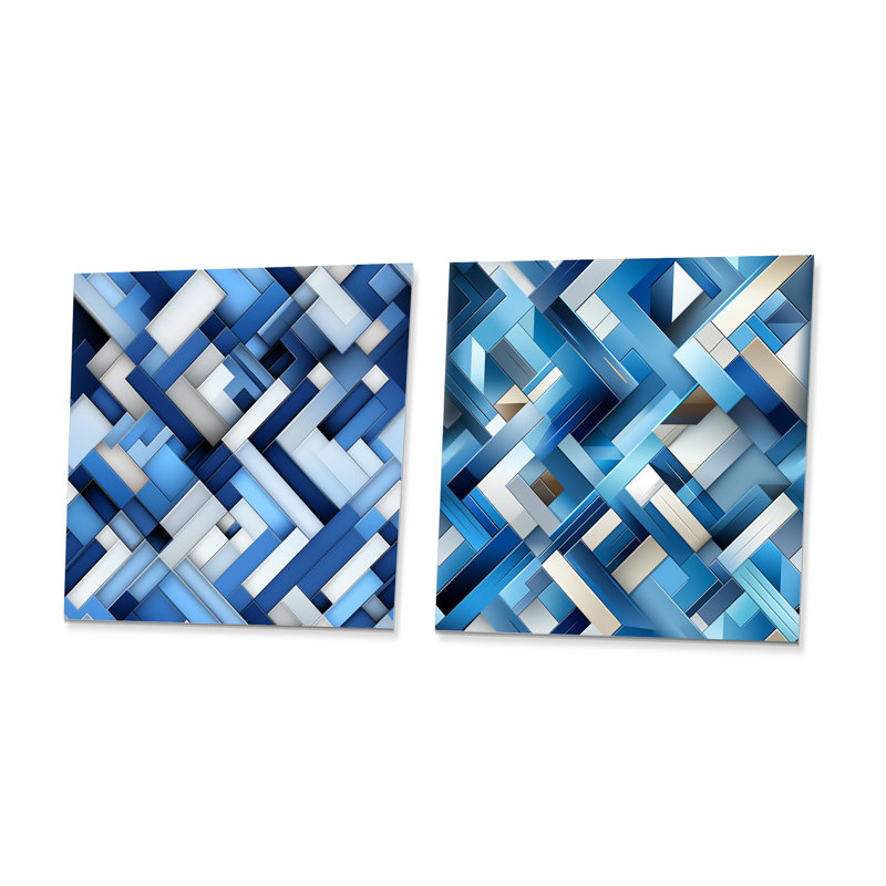Cowdry - Formes abstraites, reproduction d'art en métal, ensemble de 2 carrés, H 16 po x l 32 po