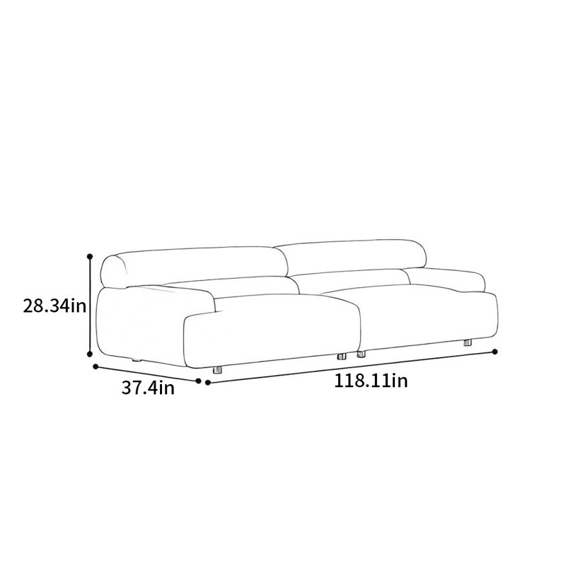 CanapÃ© franÃ§ais, H 28,34 po x l 118,11 po x P 37,4 po, 5, Noir, noir, noir, noir