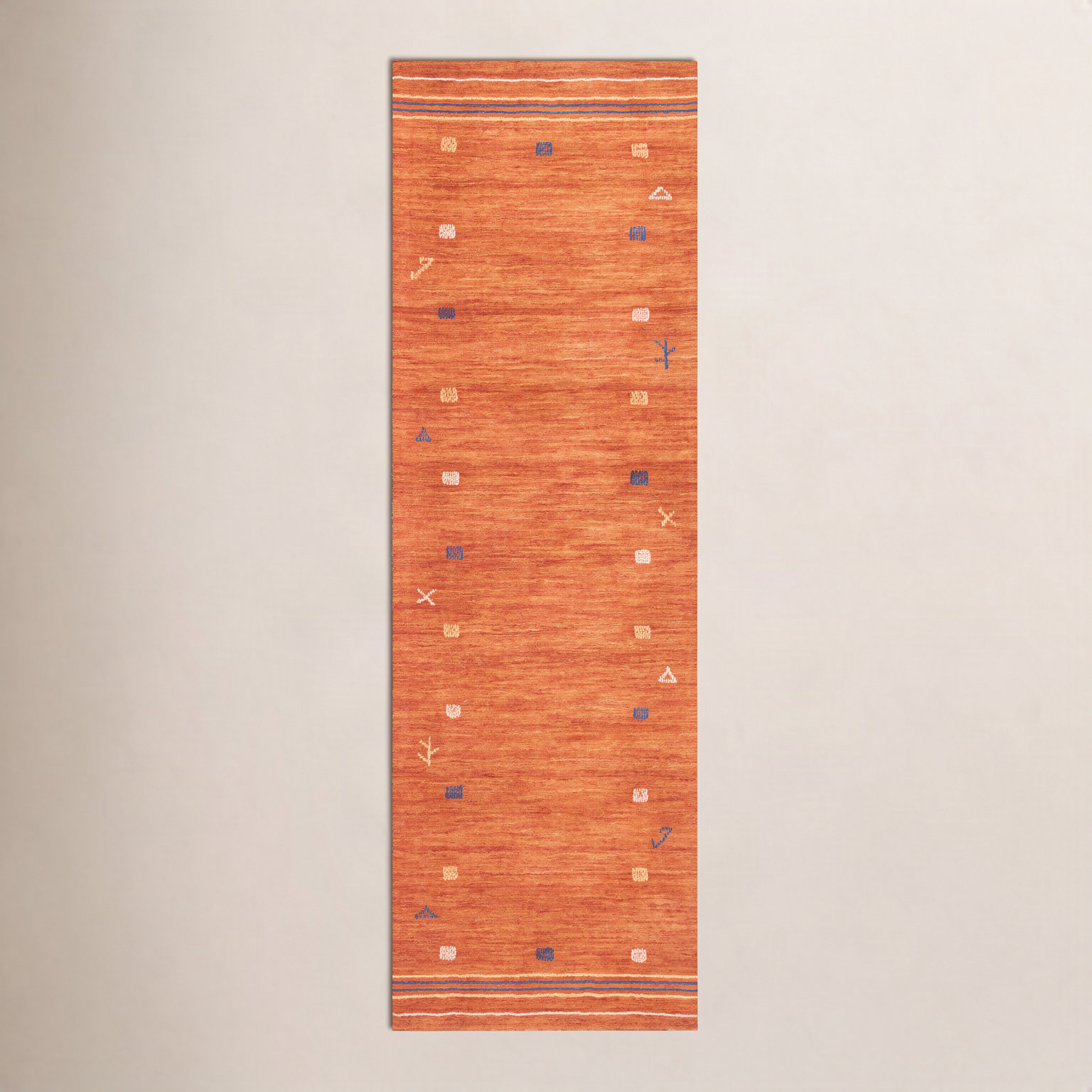 Danette Rust Hand-Loomed Wool Rug, Runner 2'3" x 6'