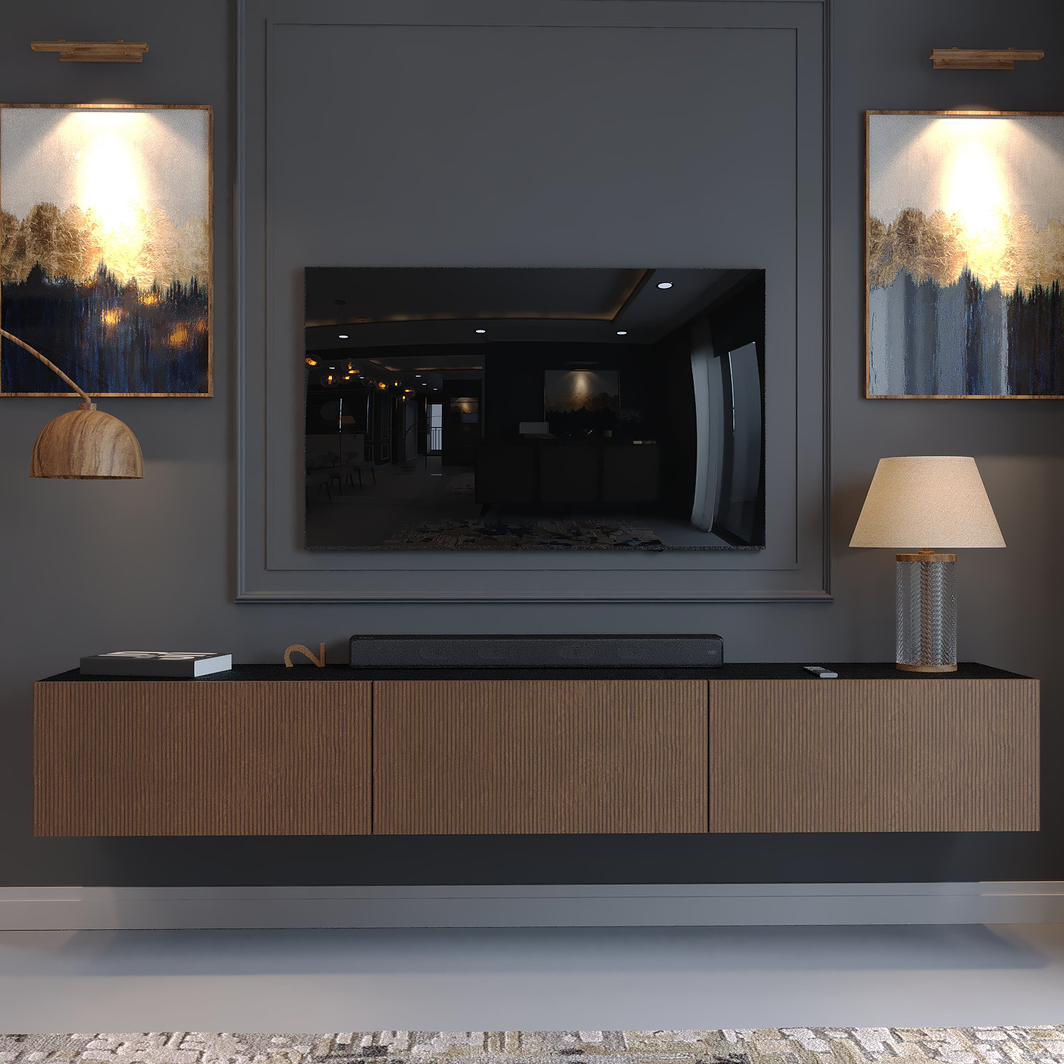 Hamman Modern 71" Floating TV Stand with Storage Wall-Mounted Media Console for TVs up to 80"