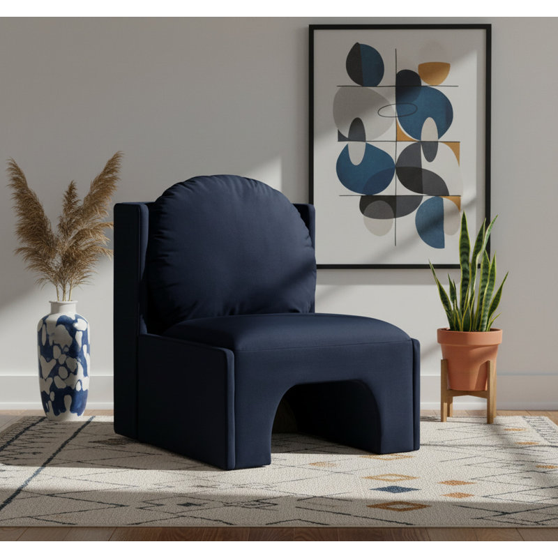 Fauteuil d'appoint en velours Castner, Velours bleu marine