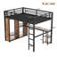  Structure de lit mezzanine en métal pour grand lit avec garde-robe intégrée, bureau et tablettes de rangement, conception peu encombrante, bois-1937939051