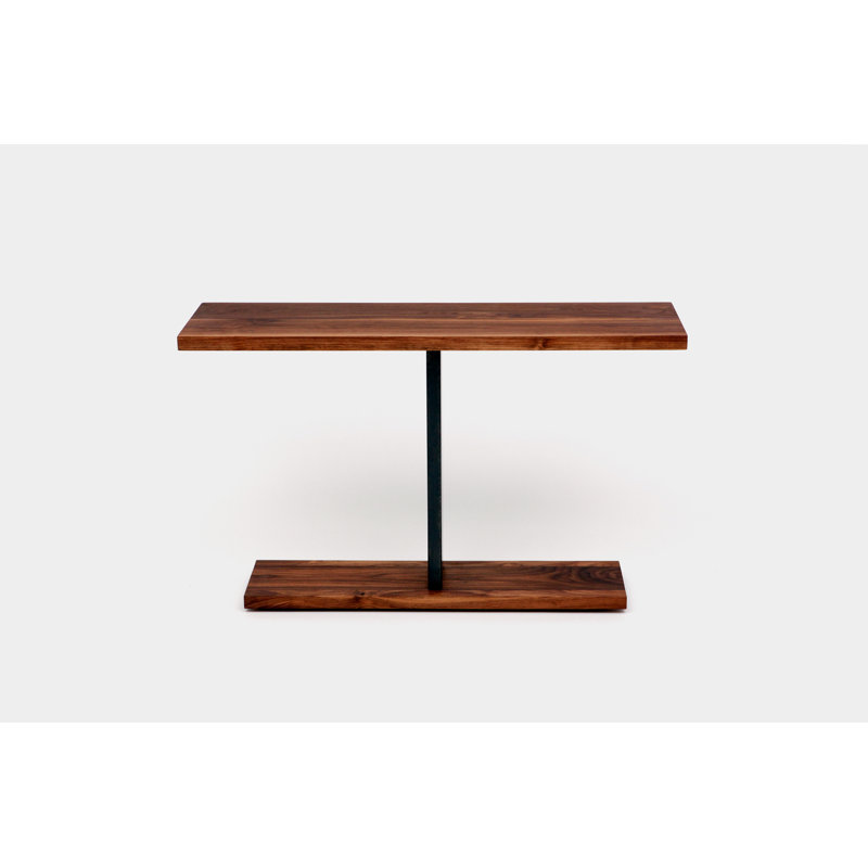 Solid Wood Top Console Table, 30" H x 60" W x 12" D, Solid Walnut, Brushed Blackened Steel