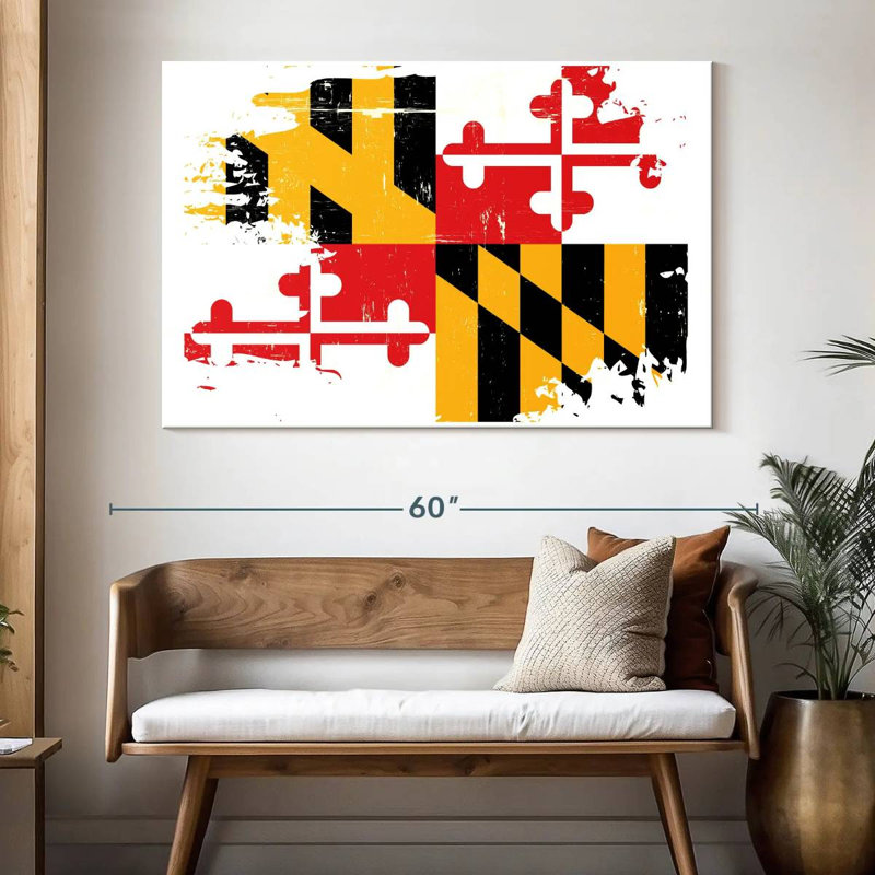 Borges Grunge Style Maryland Flag, 34" H x 51" W