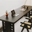 Bureau d'écriture rectangulaire en bois massif noir avec 2 tiroirs-117624115
