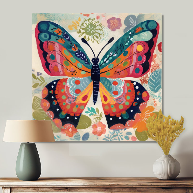 Boho, papillon, ailes du printemps, art mural papillon, salon, H 30 po x l 30 po x P 1 po, Toile tendue