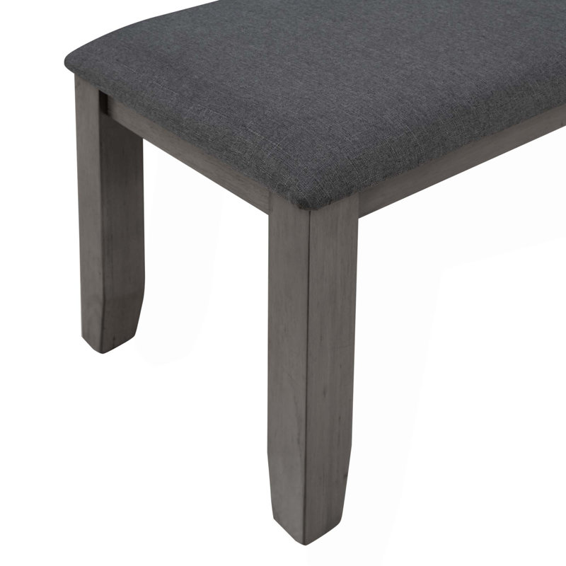 Table de salle à manger et chaises avec banc, ensemble de salle à manger en bois rustique, ensemble de 6, Gris foncé / brun