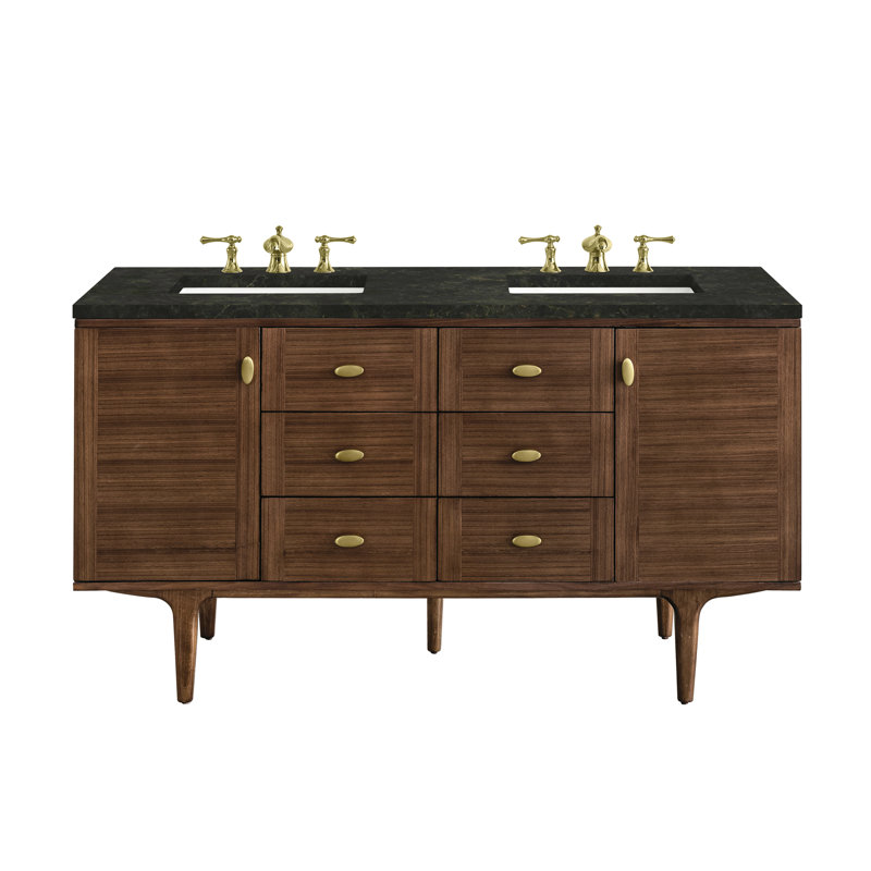 Amberly 60" Double Bathroom Vanity Set, 60", Phantome Eclos, 8" Widespread
