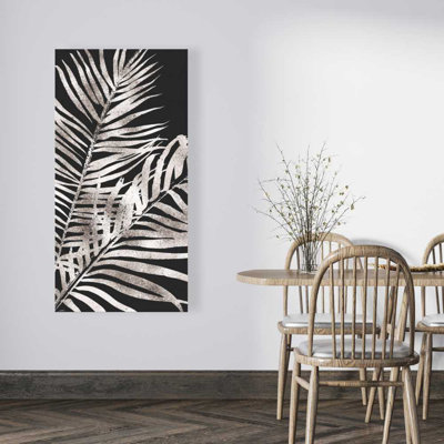 Feuilles d'or tropicales - Toile minimaliste pour décoration de chambre à coucher