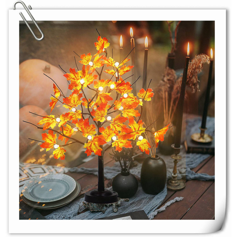 Tabletop Maple Tree Lamp 24 Led Bonsai Tree Light With 8 Lighting Modes Small Light Up Tree With Timer For Party Wedding Christmas Thanksgiving Home Decoration