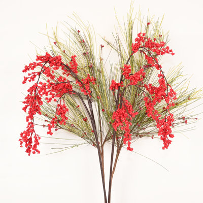 36" Artificial Winter Christmas Day Berry Grass Spray Stem, Faux Branches For Vase Filler Dining Table Centerpieces Indoor Decoration