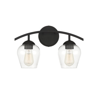 Éclairage pour salle de bain 2 lumières à intensité variable noir mat Schœnfeld