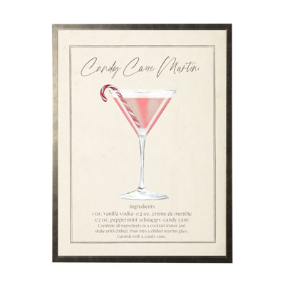 Aquarelle, bonbon, canne, martini, cocktail et recette