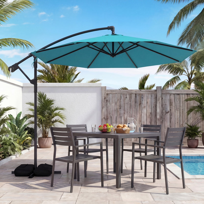 Parasol suspendu 10 pieds avec base en porte-à-faux pivotant à 360 °, Vert