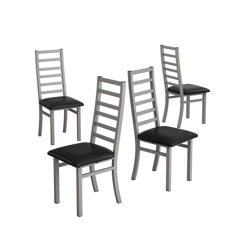 Metal Dining Chairs Set of 2 with Steel Legs, 2, Black