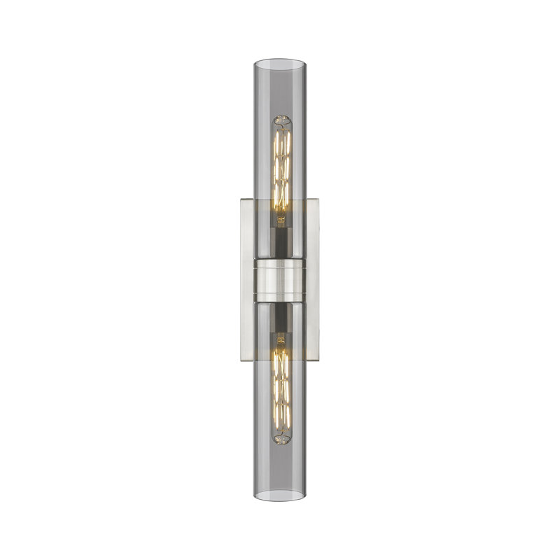 Luminaire de meuble-lavabo mural 2 lumières 11 po Amalle, 3" H x 24" W x 3.88" D, Fumée, Nickel satiné