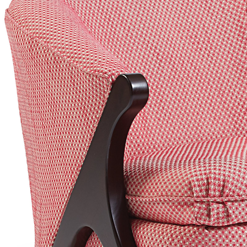 Fauteuil demi-tonneau 30,5 po Tatiana, Tissu performance multicolore bleu fumé, Bouleau couleur miel