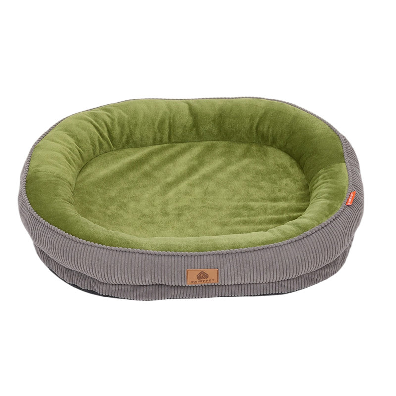 Polyester Pet Bed, Grey/Green, 12.5cm H x 50cm W x 40cm D