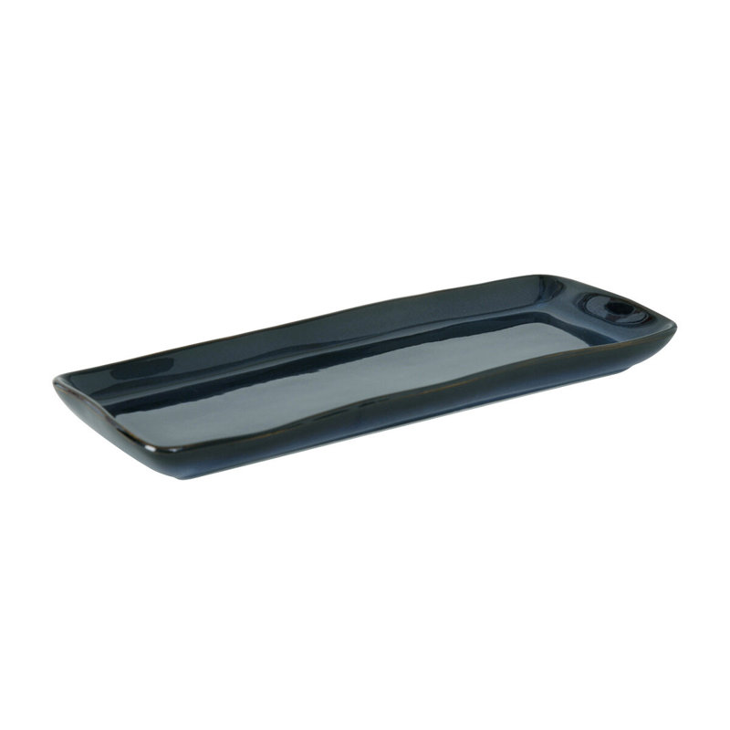 Plateau artisanal, Bleu ciel nocturne, H 1,25 po x l 13,75 po x P 5 po