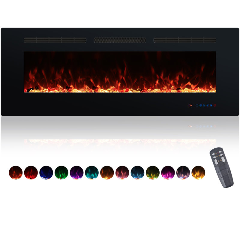 Rebrilliant Black Electric Fireplace with 5120 BTU, 45cm H x 121.92cm W x 15cm D