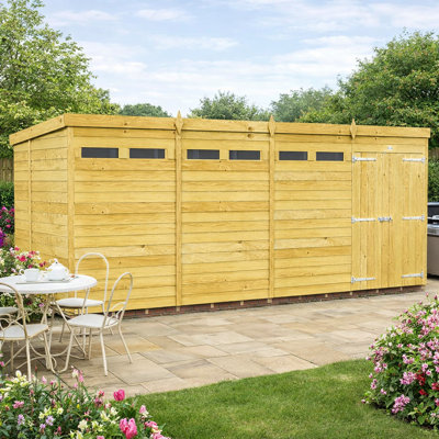 16ft x 6ft Pent Security Shed - Double Door