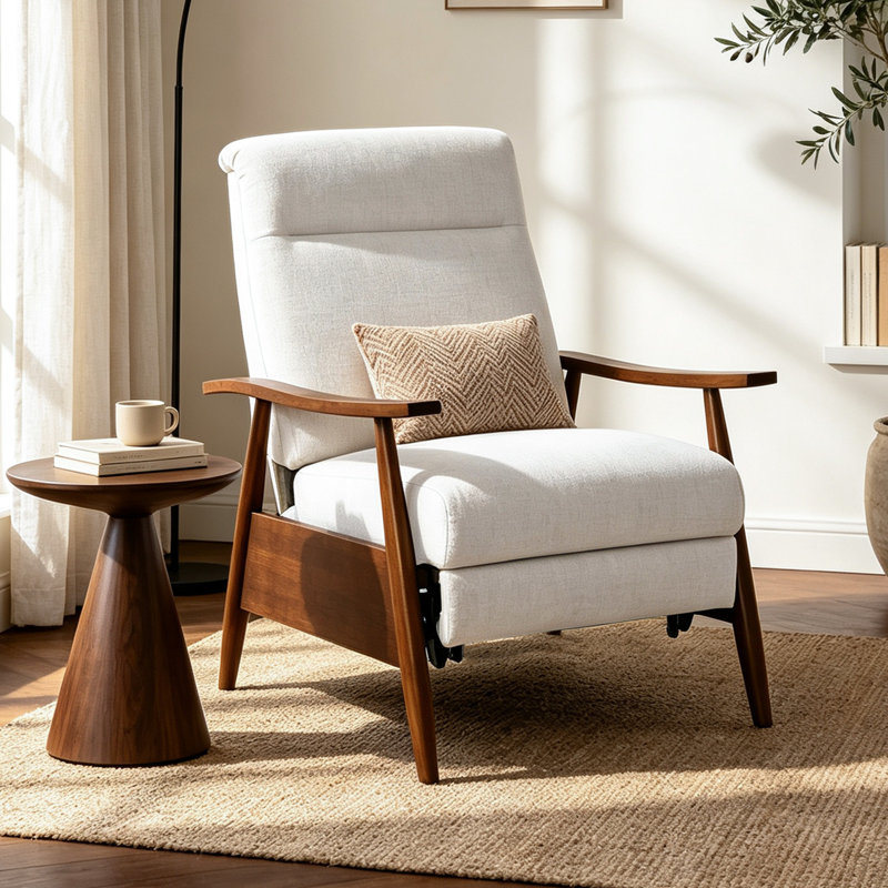 Fauteuil inclinable réglable, Beige Cotton Blend