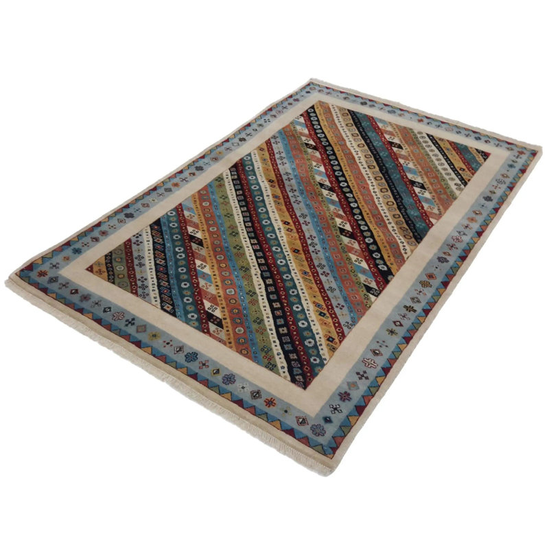 Canvello Hand Made Modern All Over Indo Gabbeh Rug - 3'10'' X 5'11''
