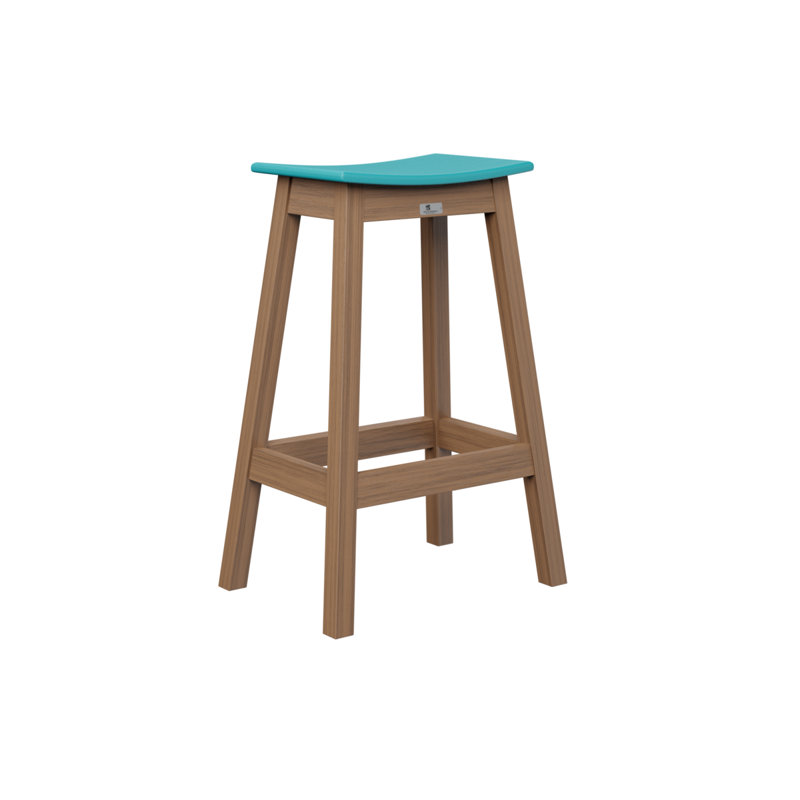 Outdoor Bar Stool, Aruba Blue, Antique Mahogany