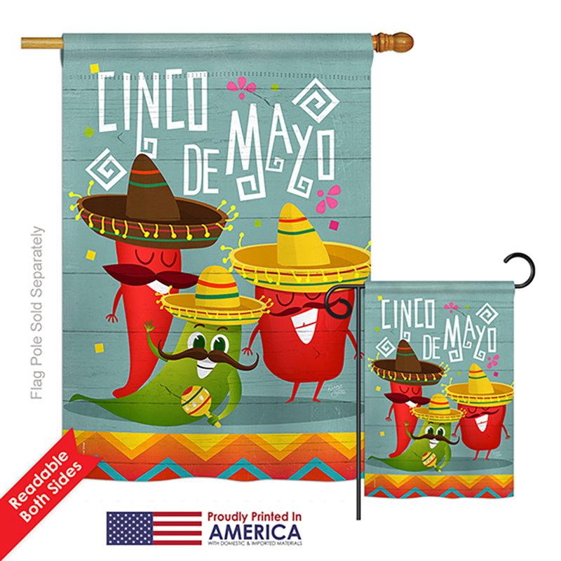 Ensemble de 2 côtés de polyester chili poivre cinco de mayo et primitif sud-ouest impressions