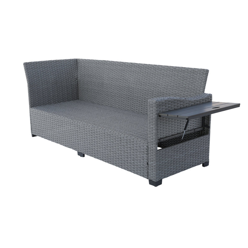 Wicker 9 - Person Garden Lounge Set with Cushions, Dark Grey