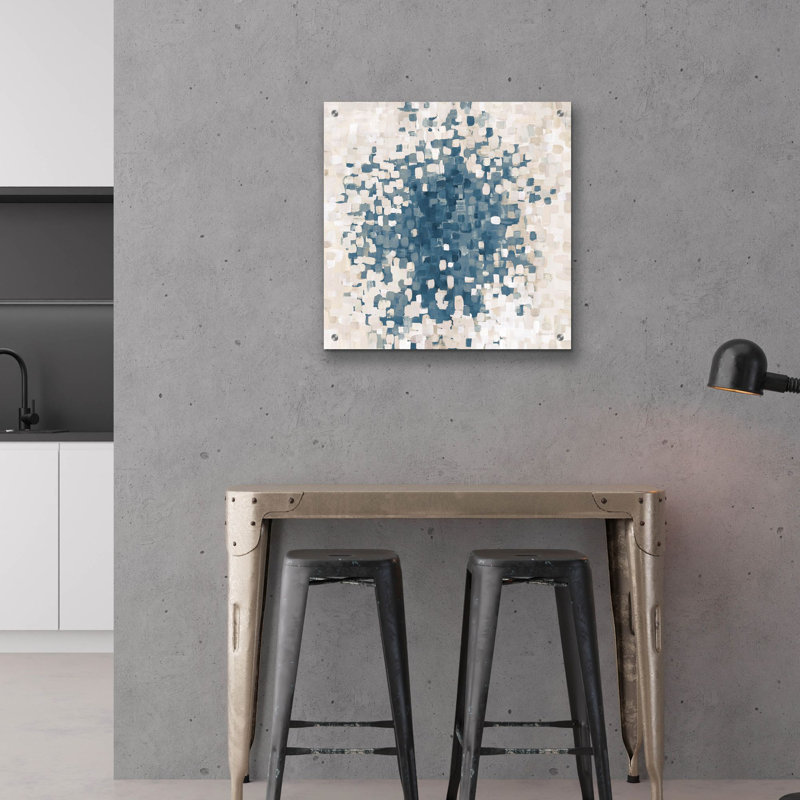 «Summer Blocks Blue Sand» par Danhui Nai, art mural en verre acrylique, H 24 po x l 24 po x P 0,2 po
