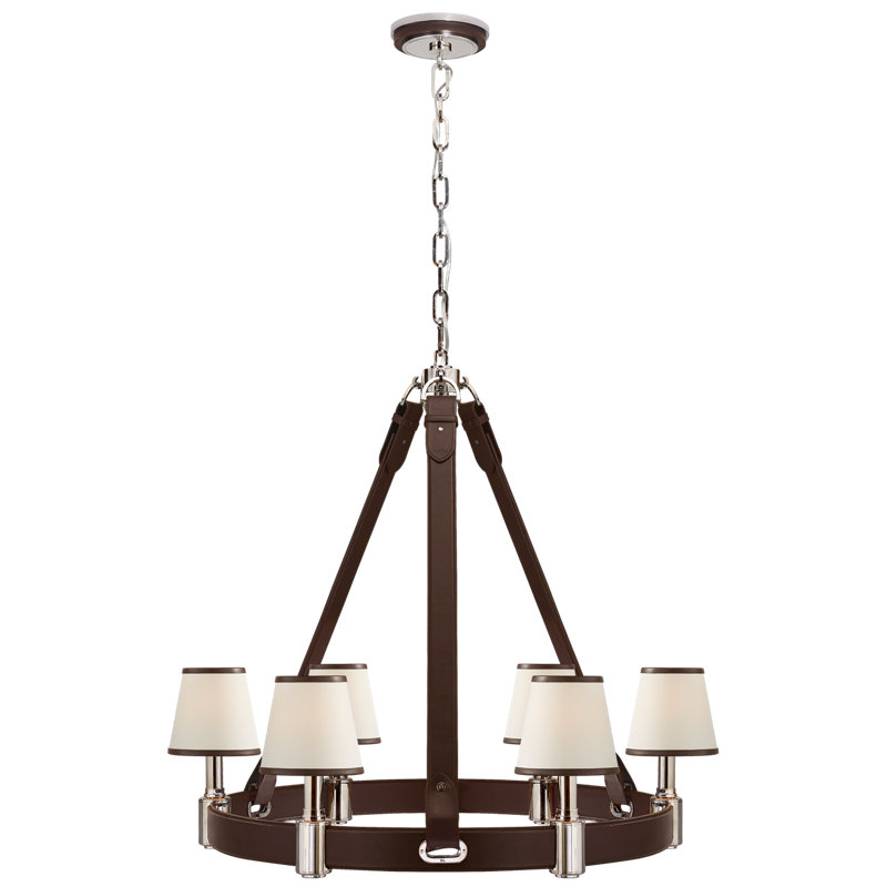 Ralph Lauren Riley 6 Light Medium Chandelier, Polished Nickel/Chocolate