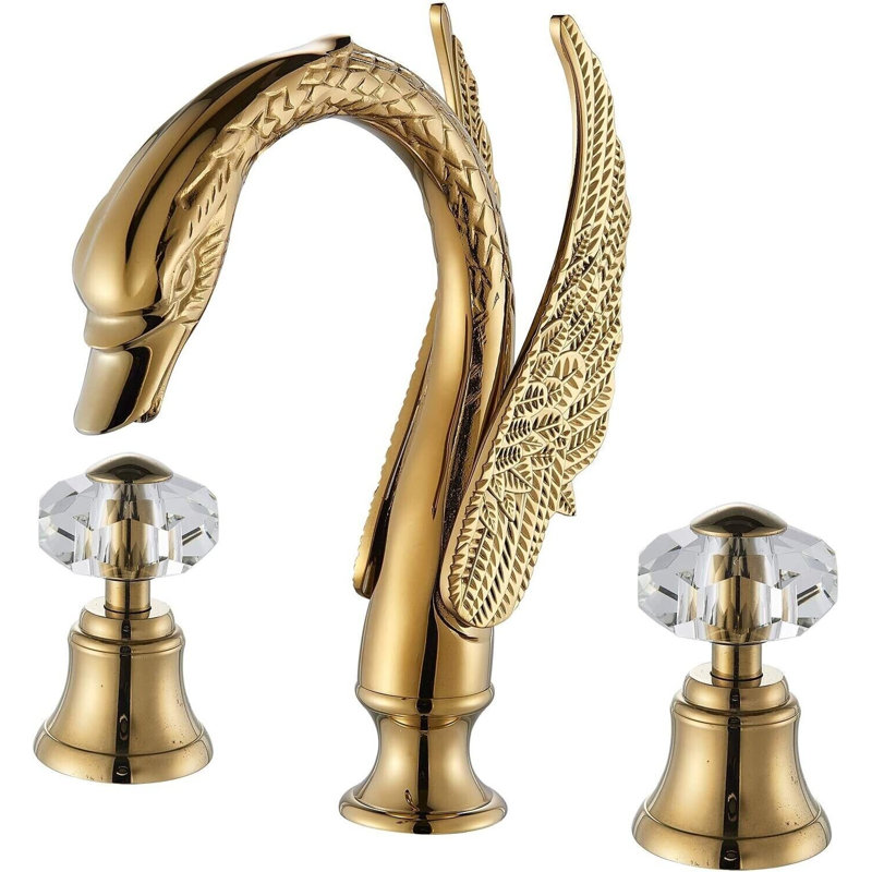 Robinet de salle de bain espacé doré avec poignées en cristal, ensemble de 3 pièces de luxe Mosson Palace