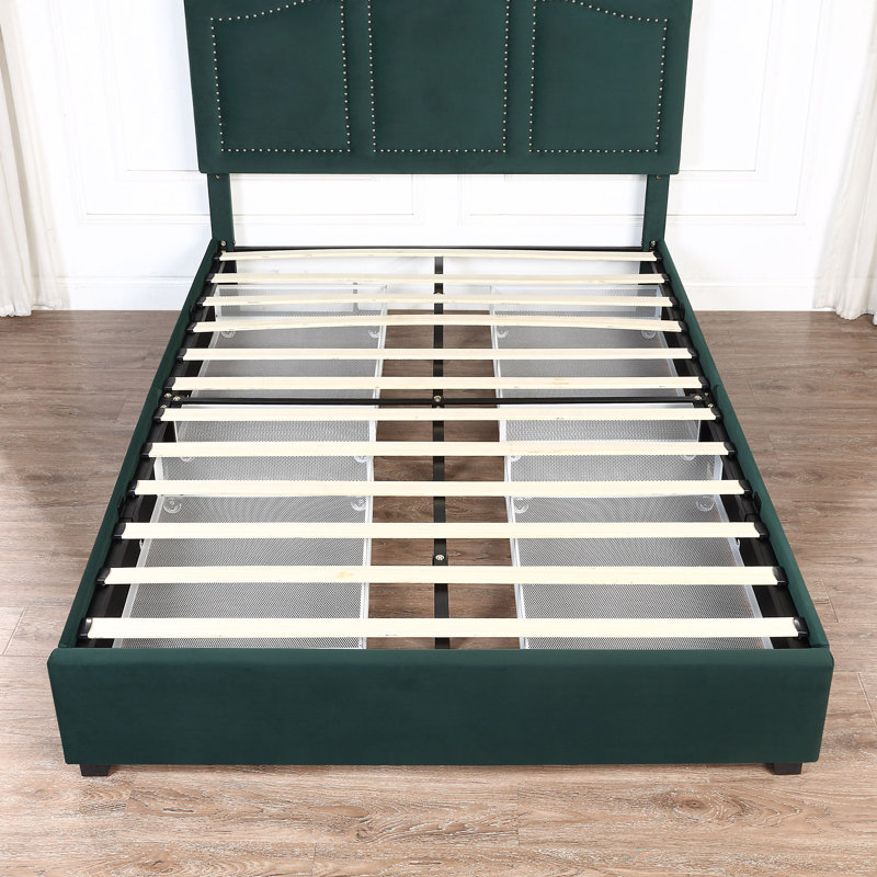Lirette Upholstered Platform Storage Bed, Dark Green, Queen