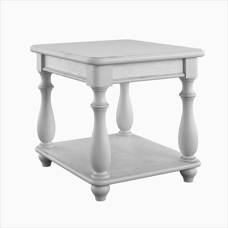 24" Wide Coastal Square End Table in Gray with Turned Legs