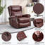 Fauteuil inclinable manuel à massage thermique avec chaise berçante et pivotante en cuir véritable pour le salon