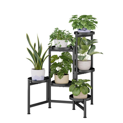 Étagère de coin pliable en métal à 6 niveaux pour plantes d'intérieur et d'extérieur