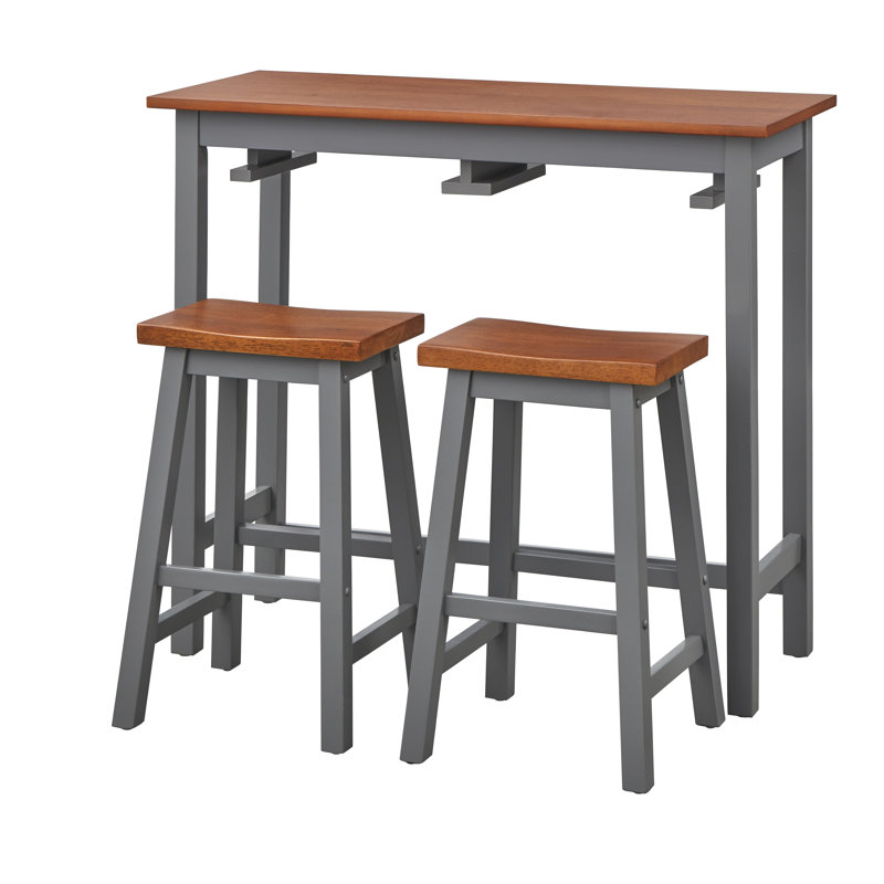 Ensemble de salle à manger rectangulaire Parinita L 18,2 po x l 42,2 po, Gris anthracite / noyer