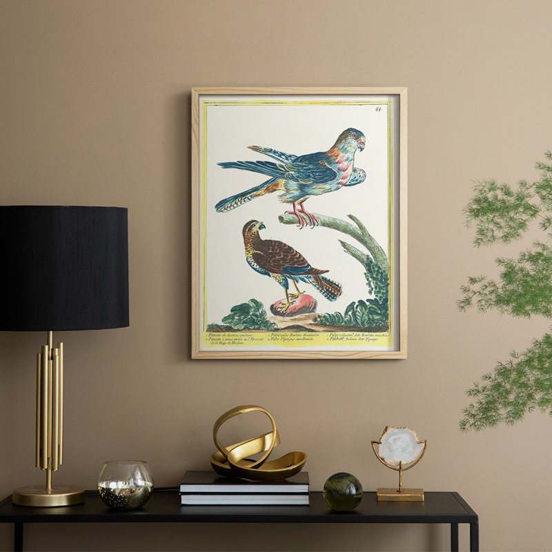 «Pastel Birds III», reproduction encadrée - bois massif, H 11 po x l 9 po