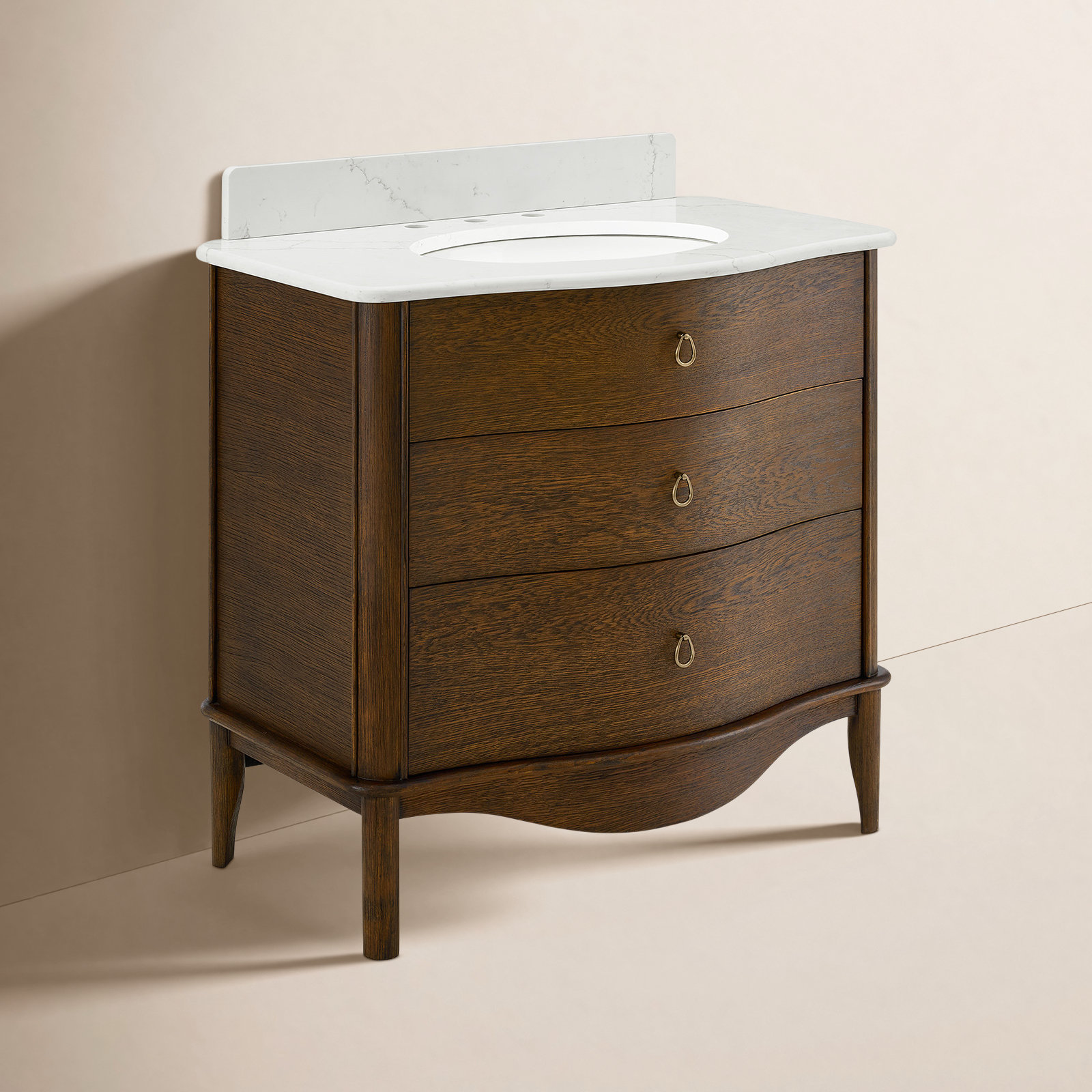 Emmy Oak Single Bathroom Vanity, Enhanced Brown Oak, 36''