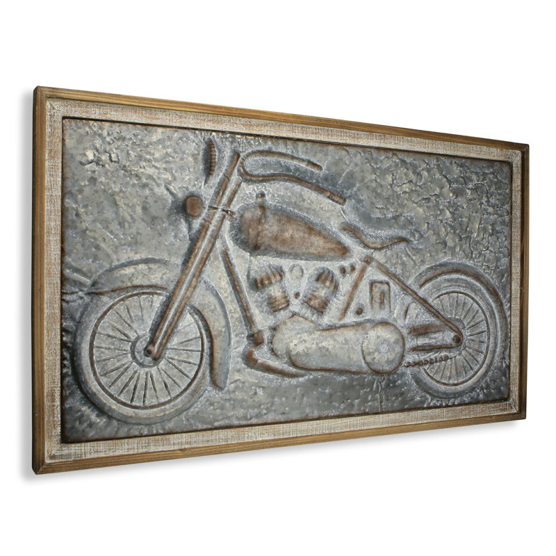 Décoration murale 23 po x 39 po en bois et métal gris et brun
